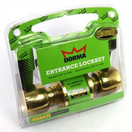 Dorma Entrance Cylindrical Knob Lockset DA3 Demen Finishes US3 Standard Polished Brass